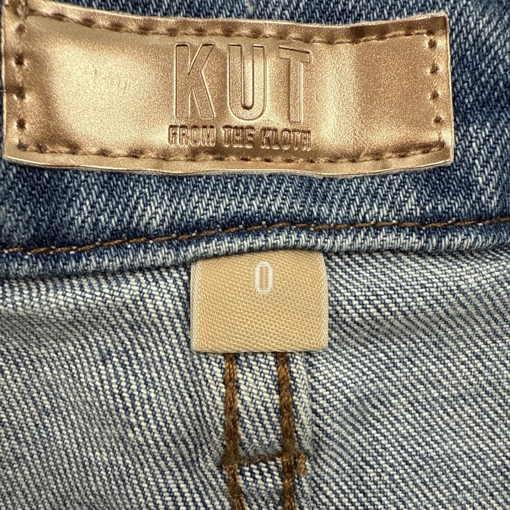 Kut  NWT Women's Sz 0 Shorts High Rise‎ Jane Cut Off Two Tone Denim Summer Beach - Picture 4 of 16